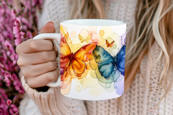 Coffee Mug - Alcohol Ink Butterflies